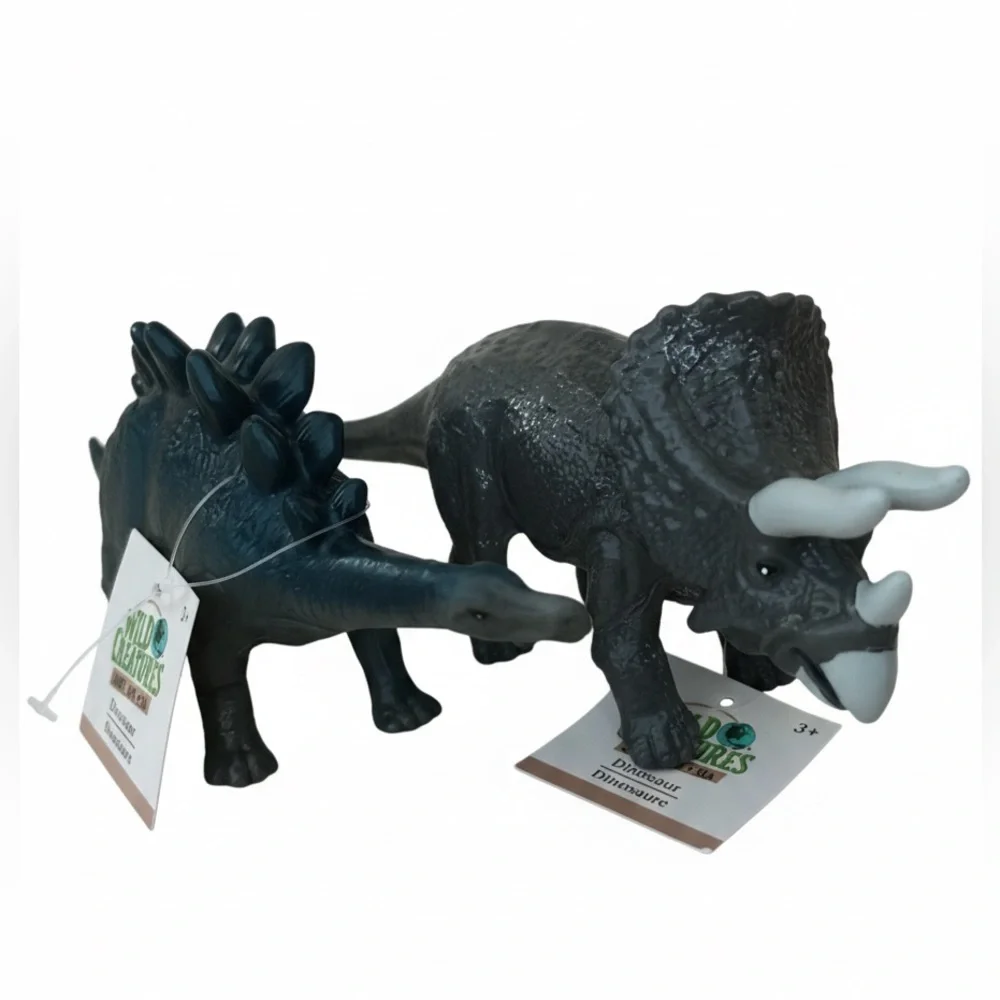 Wild Creatures Stegosaurus and Triceratops Dinosaur Action Figures NWT